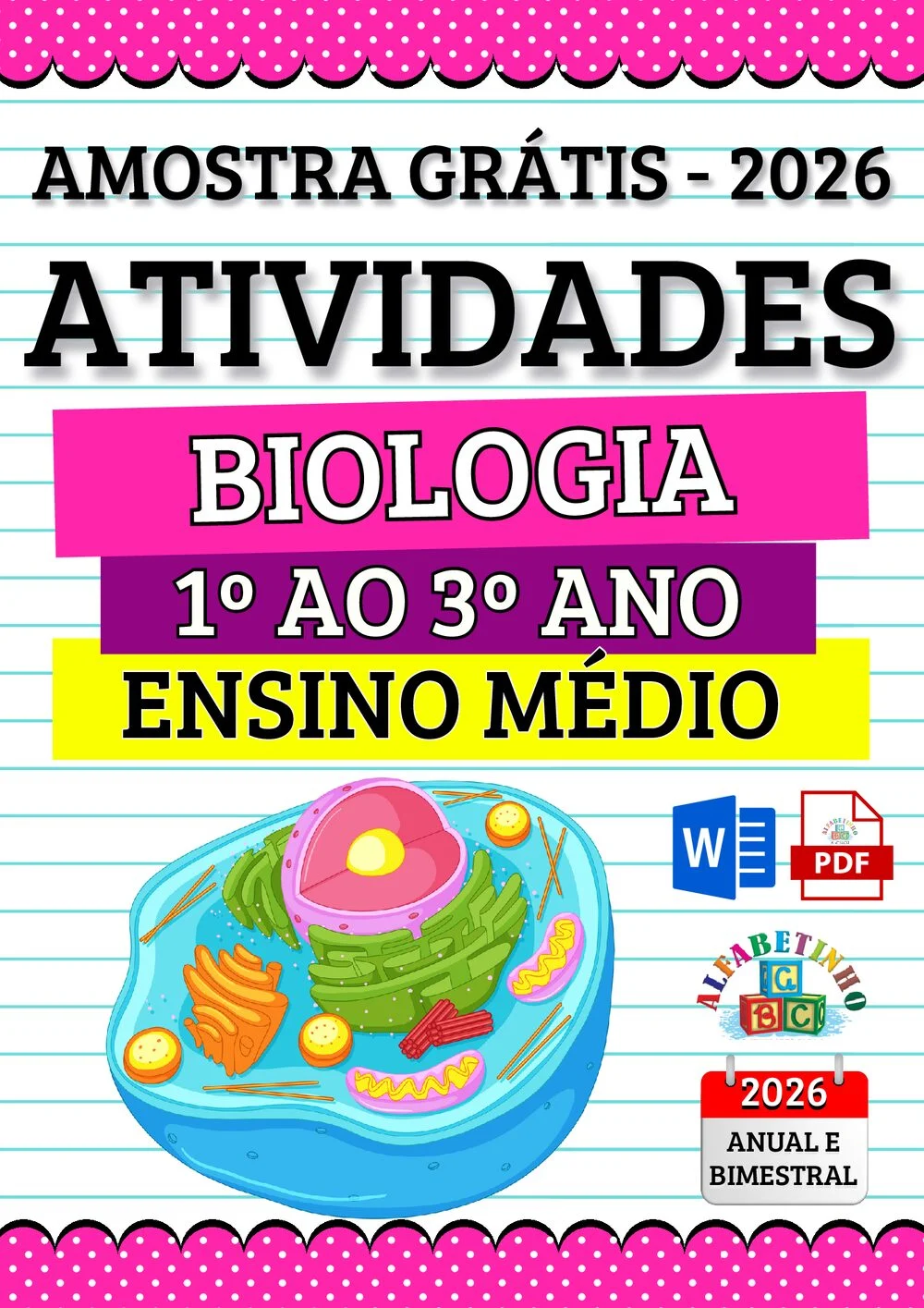 Planejamento de Biologia Ensino Médio BNCC 2026 + 240 atividades — amostra das atividades 1