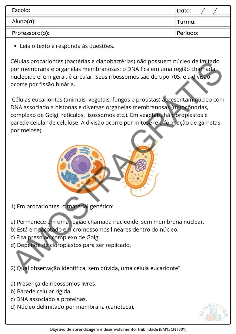 Planejamento de Biologia Ensino Médio BNCC 2026 + 240 atividades — amostra das atividades 4