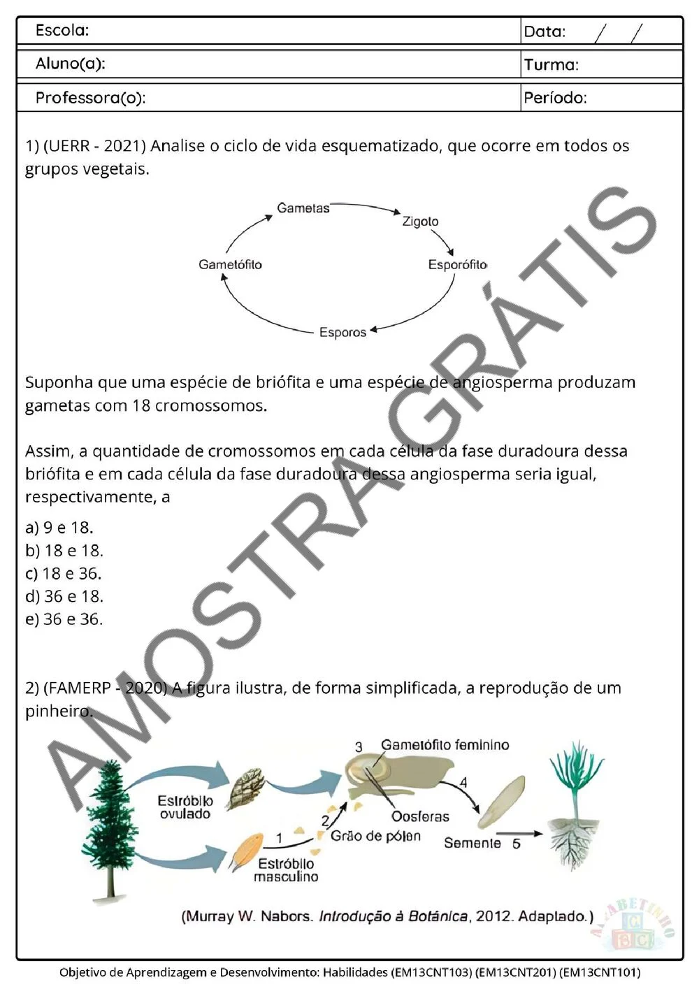 Planejamento de Biologia Ensino Médio BNCC 2026 + 240 atividades — amostra das atividades 9