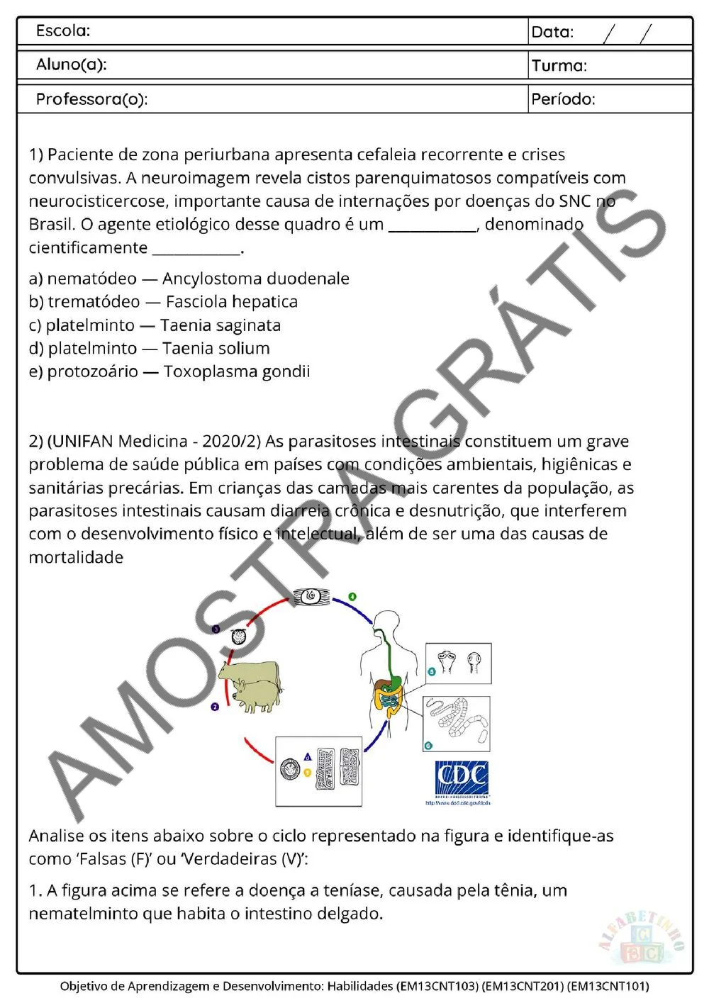 Planejamento de Biologia Ensino Médio BNCC 2026 + 240 atividades — amostra das atividades 12