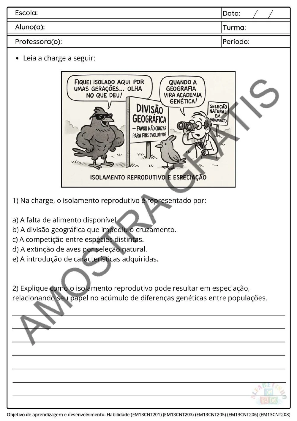 Planejamento de Biologia Ensino Médio BNCC 2026 + 240 atividades — amostra das atividades 17