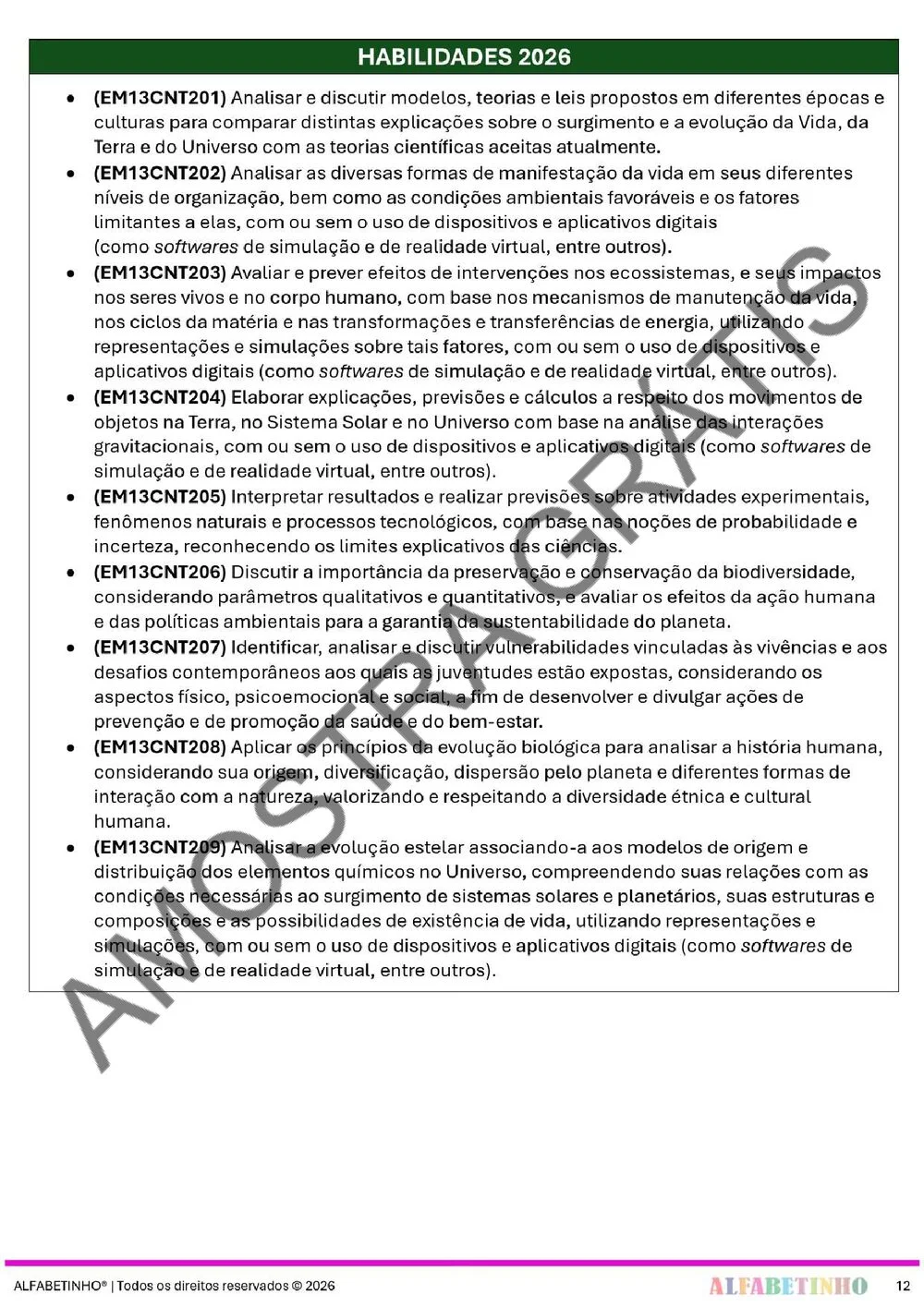Planejamento de Biologia Ensino Médio BNCC 2026 + 240 atividades — amostra do planejamento 17