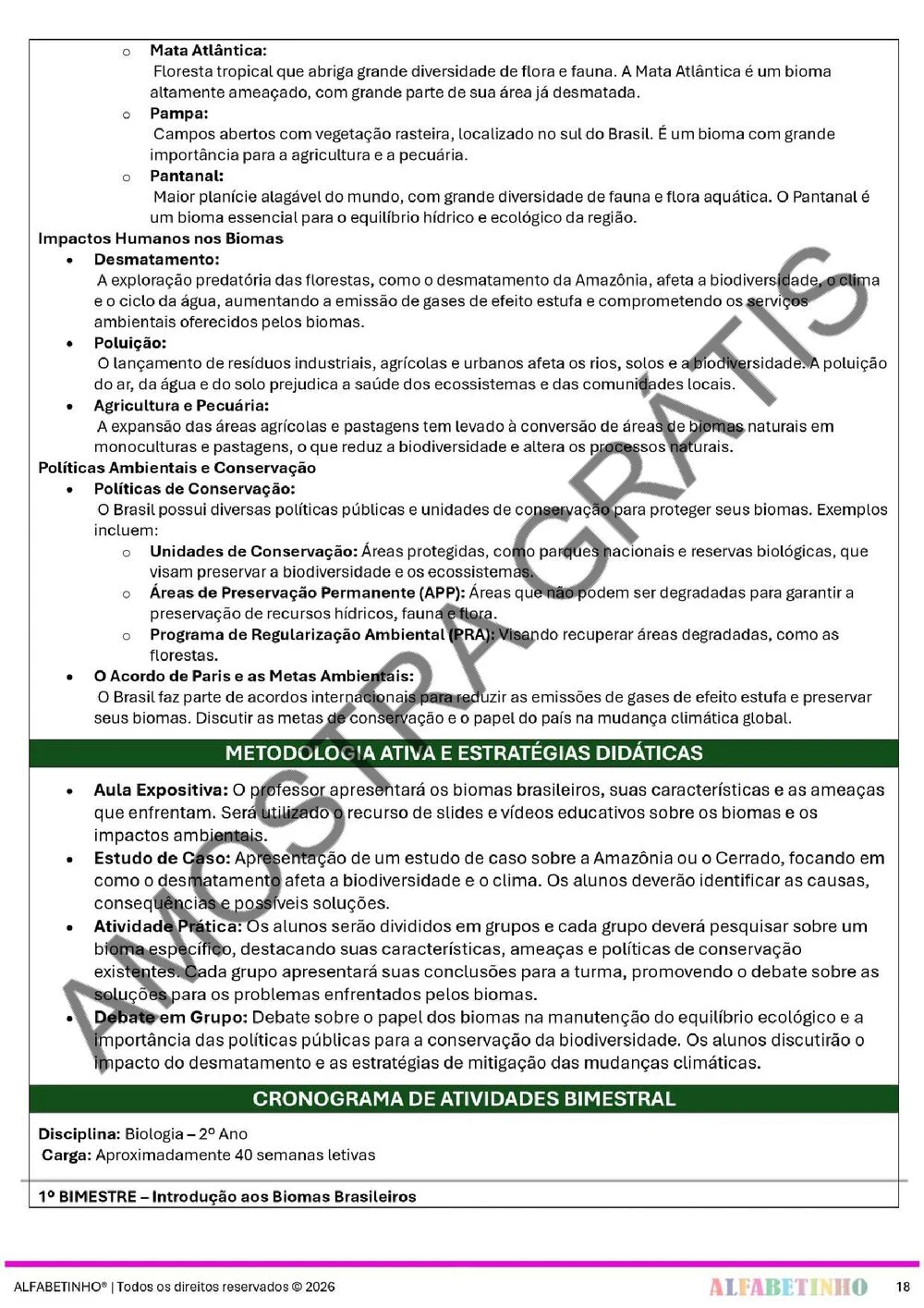 Planejamento de Biologia Ensino Médio BNCC 2026 + 240 atividades — amostra do planejamento 23