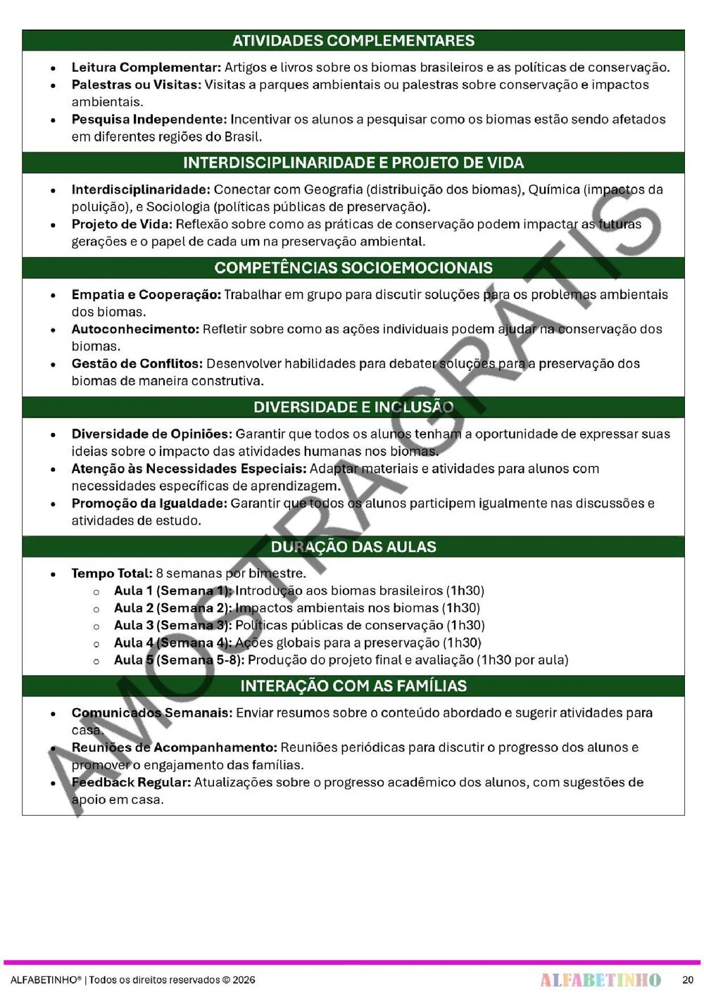 Planejamento de Biologia Ensino Médio BNCC 2026 + 240 atividades — amostra do planejamento 25