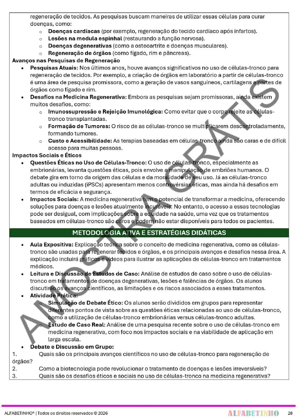 Planejamento de Biologia Ensino Médio BNCC 2026 + 240 atividades — amostra do planejamento 35