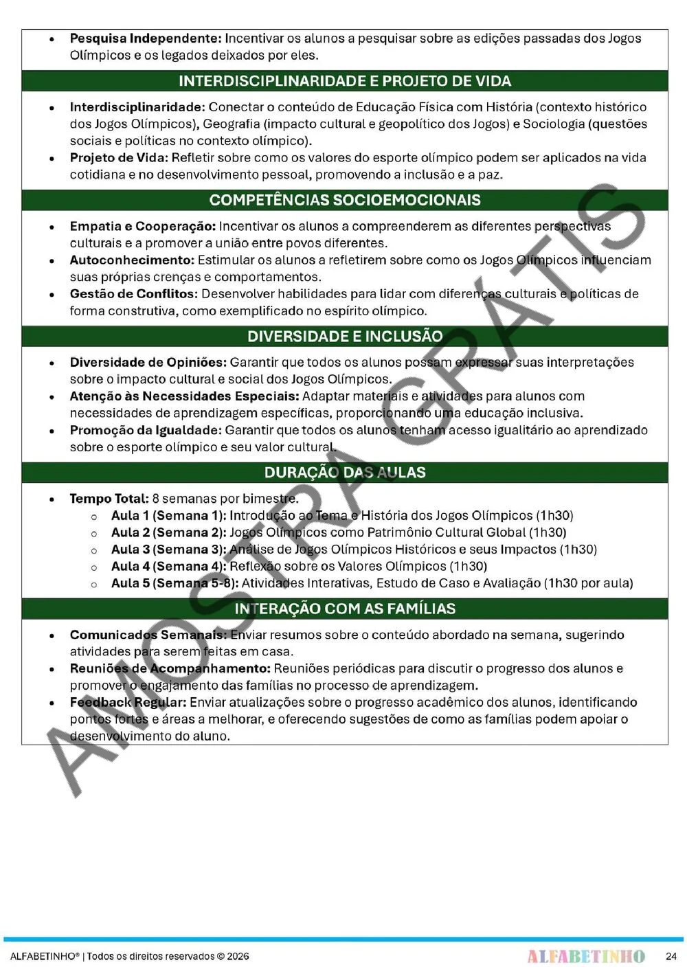 Planejamento de Educação Física Ensino Médio BNCC 2026 + 240 atividades — amostra do planejamento 31