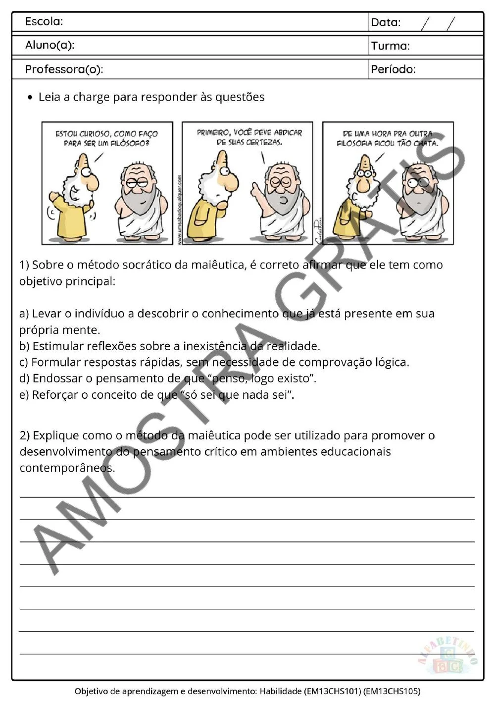 Planejamento de Filosofia Ensino Médio BNCC 2026 + 180 atividades — amostra das atividades 4
