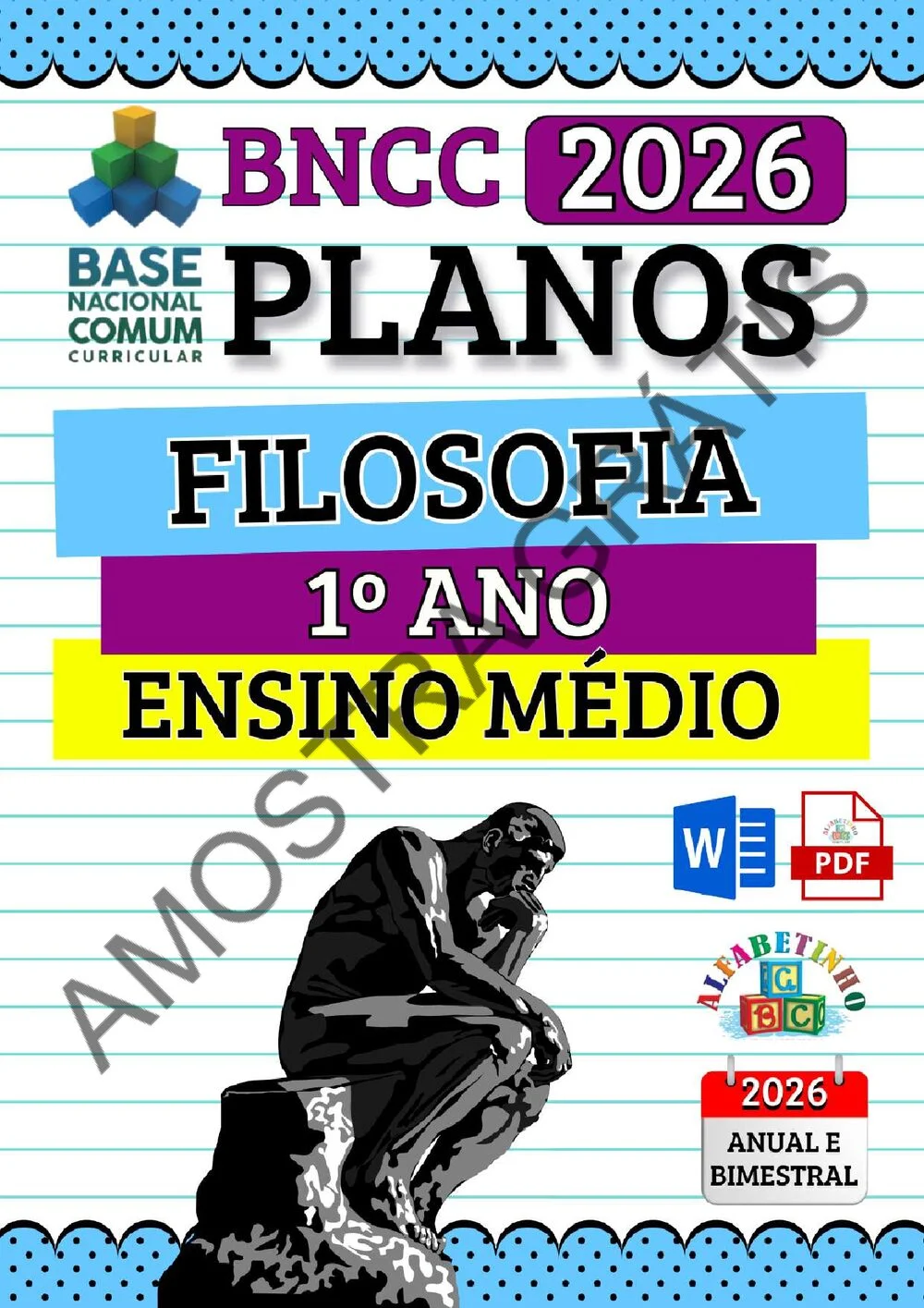 Planejamento de Filosofia Ensino Médio BNCC 2026 + 180 atividades — amostra do planejamento 2