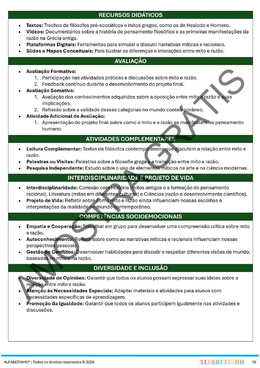 Planejamento de Filosofia Ensino Médio BNCC 2026 + 180 atividades — amostra do planejamento 13