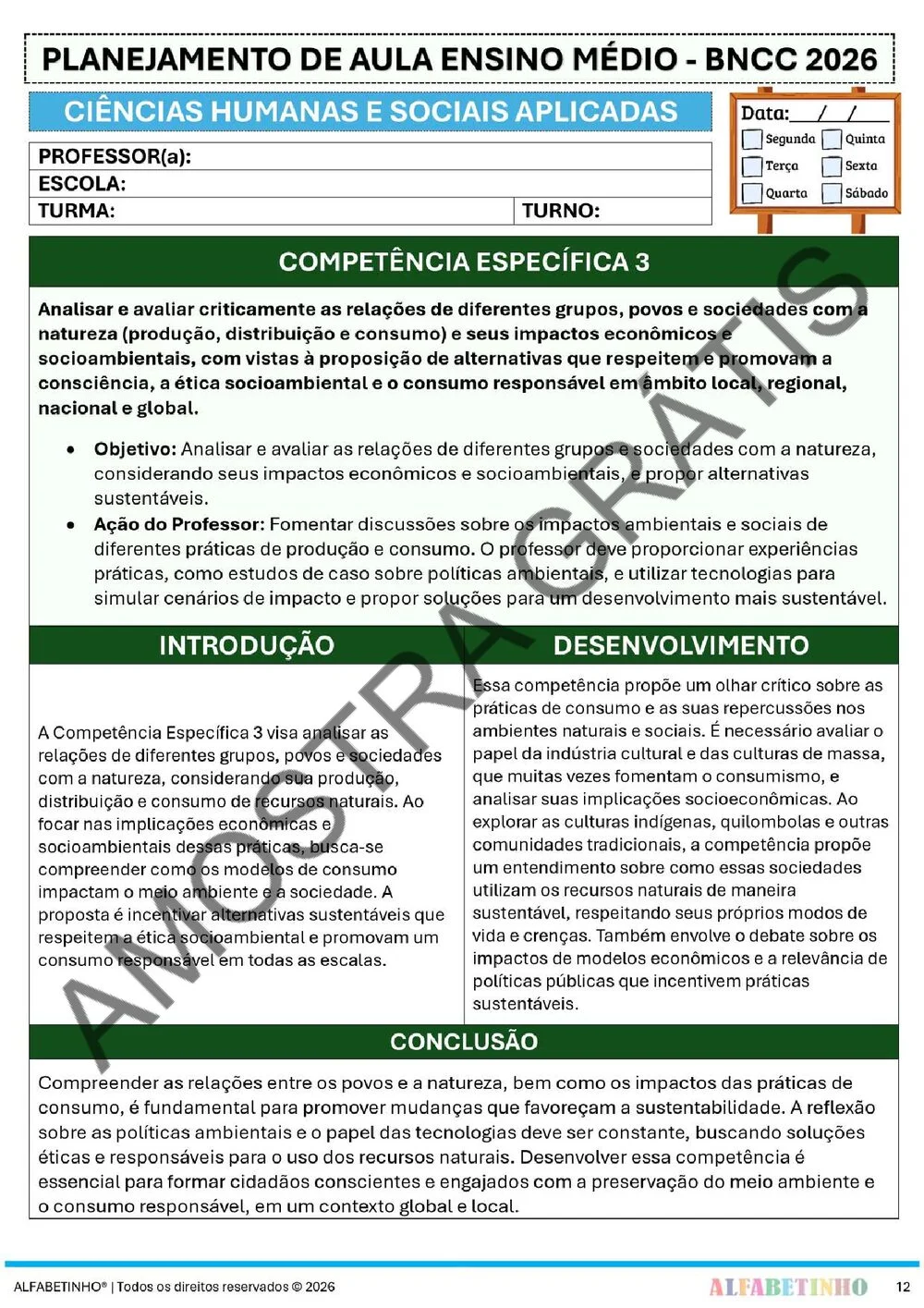 Planejamento de Filosofia Ensino Médio BNCC 2026 + 180 atividades — amostra do planejamento 17