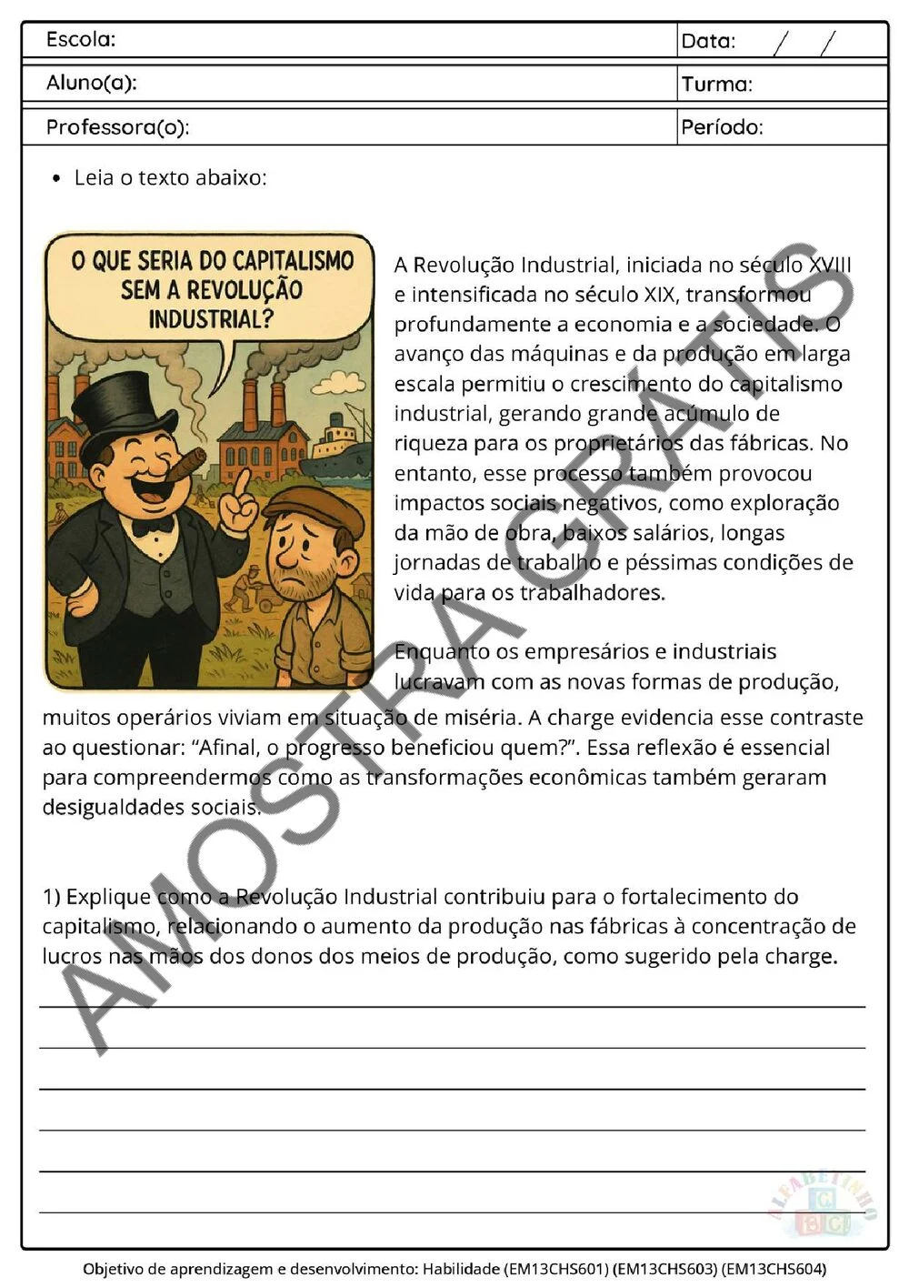 Planejamento anual de História Ensino Médio BNCC 2026 + 300 atividades — amostra das atividades 13