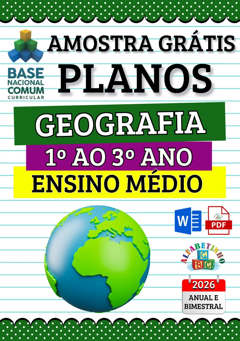 Planejamento anual de História Ensino Médio BNCC 2026 + 300 atividades — amostra do planejamento 1