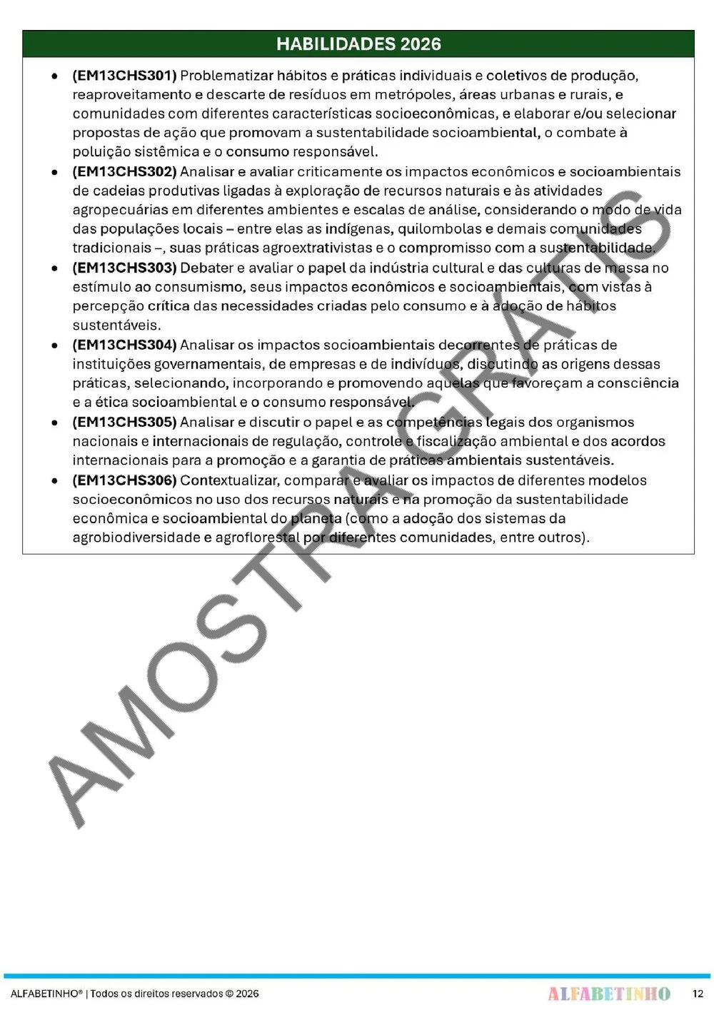 Planejamento anual de História Ensino Médio BNCC 2026 + 300 atividades — amostra do planejamento 17
