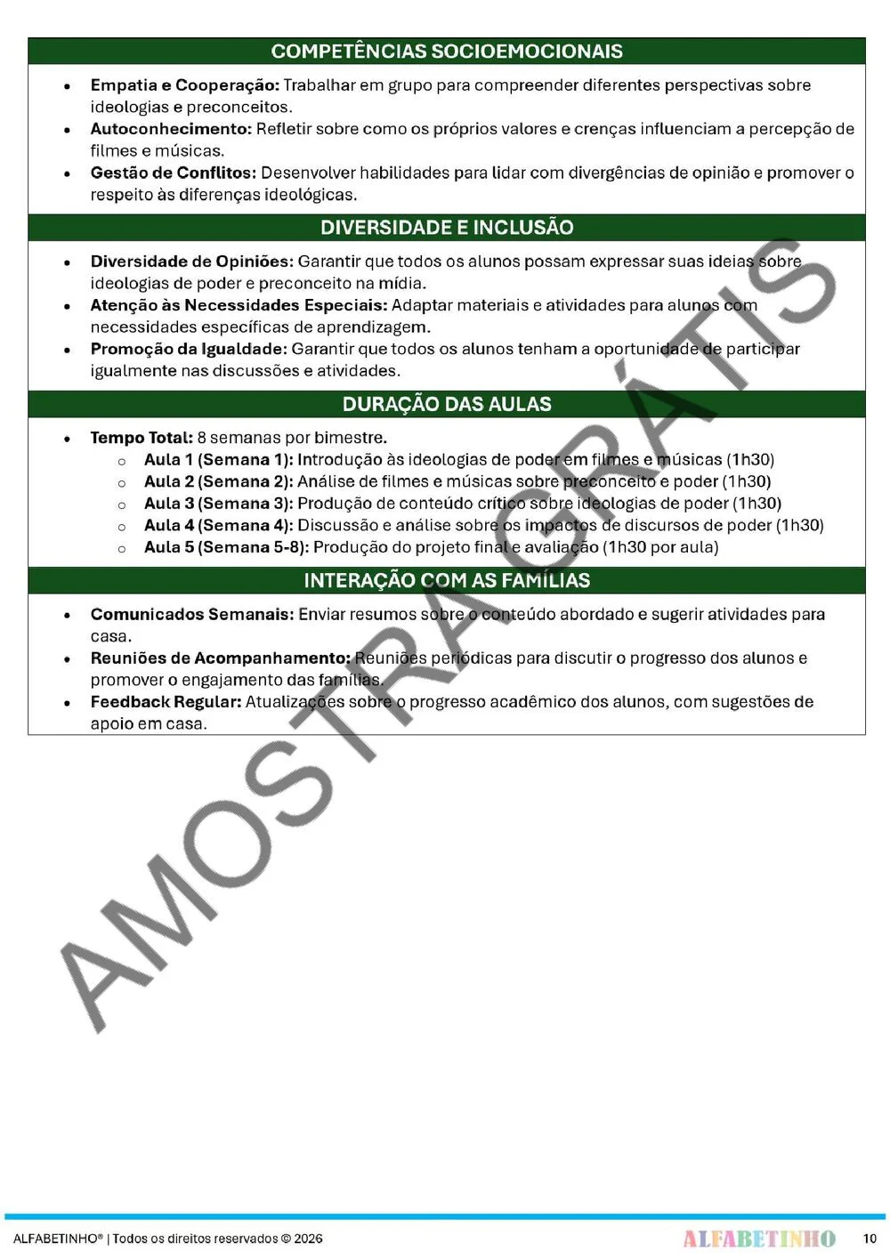Planejamento de Língua inglesa Ensino Médio BNCC 2026 + 240 atividades — amostra do planejamento 13