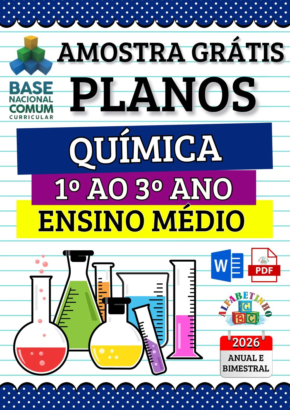 Planejamento de Química Ensino Médio BNCC 2026 + 240 atividades — amostra do planejamento 1
