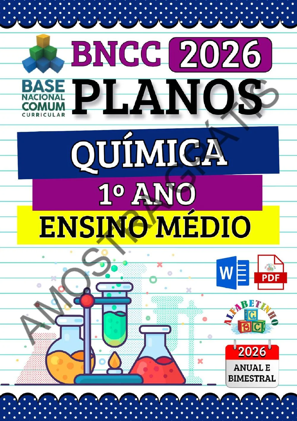 Planejamento de Química Ensino Médio BNCC 2026 + 240 atividades — amostra do planejamento 2