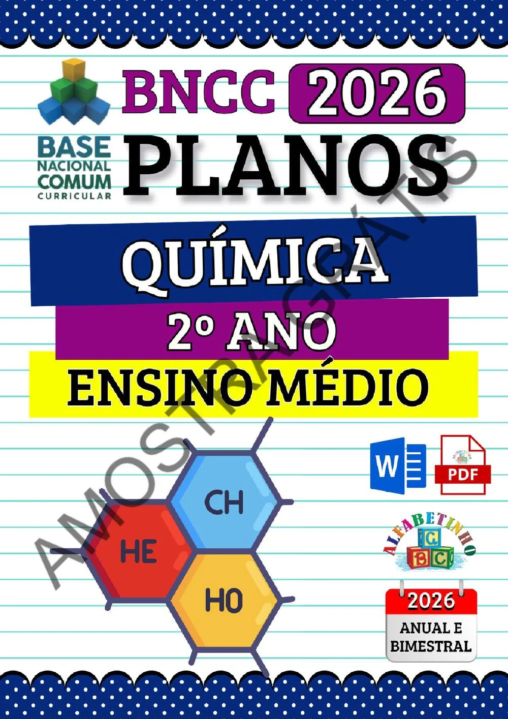 Planejamento de Química Ensino Médio BNCC 2026 + 240 atividades — amostra do planejamento 15