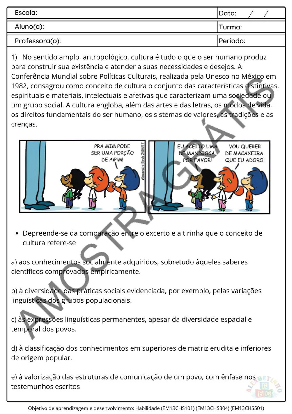 Planejamento anual de Sociologia para o Ensino Médio (1º, 2º e 3º ano) — BNCC 2026 + 180 atividades — amostra das atividades 6