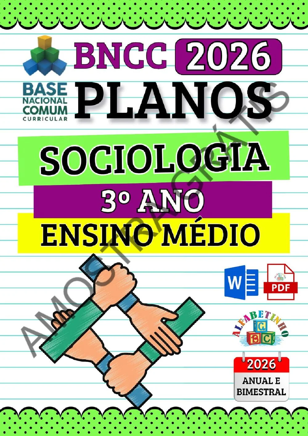 Planejamento anual de Sociologia para o Ensino Médio (1º, 2º e 3º ano) — BNCC 2026 + 180 atividades — amostra do planejamento 24